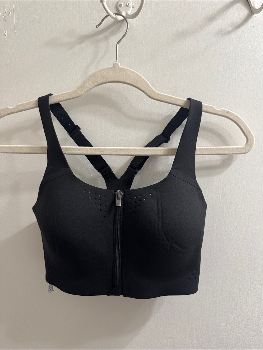 Victoria's Secret Black Front-Zip Sports Bra with Perforation